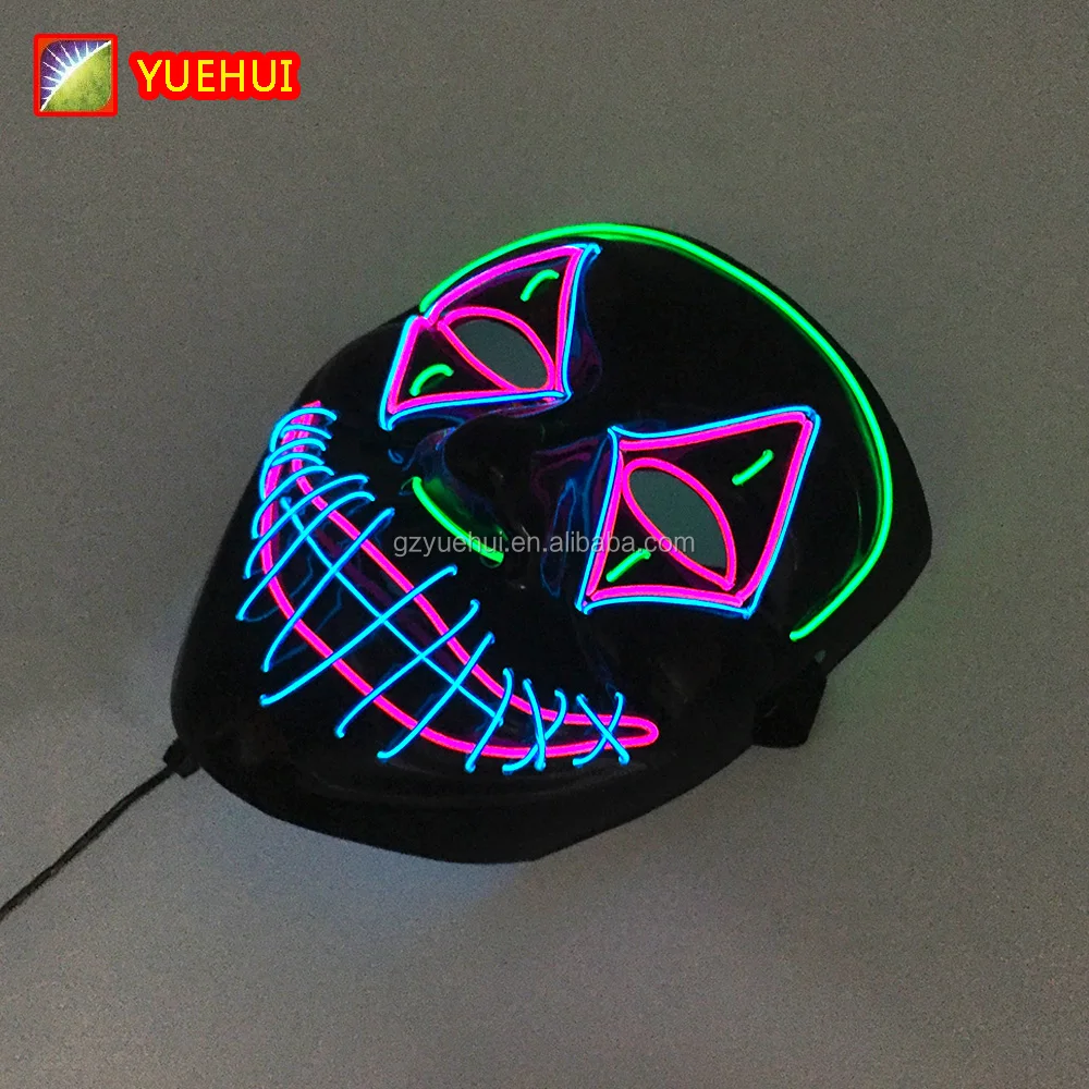 Luminous Neon Halloween Led Rave Party Mask Sound Reactive Masquerade EL Masks Party Neon Glow In Dark Party Mask