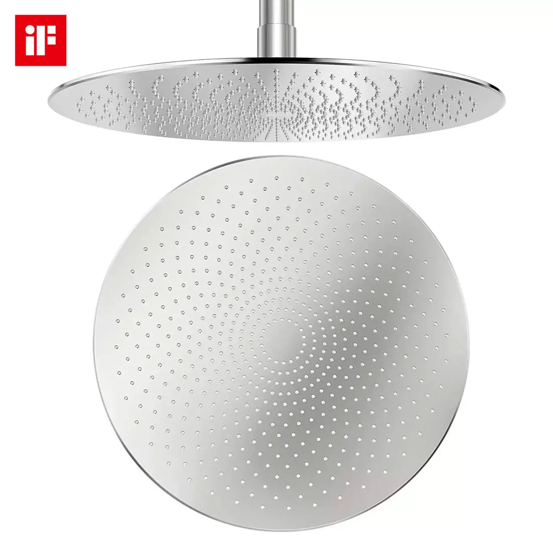 iF Design Award 316 Stainless Steel Shower Head 10 Inch 2MM Ultra Thin Metal Rainfall Shower Head SS Round Ceiling Top Spray