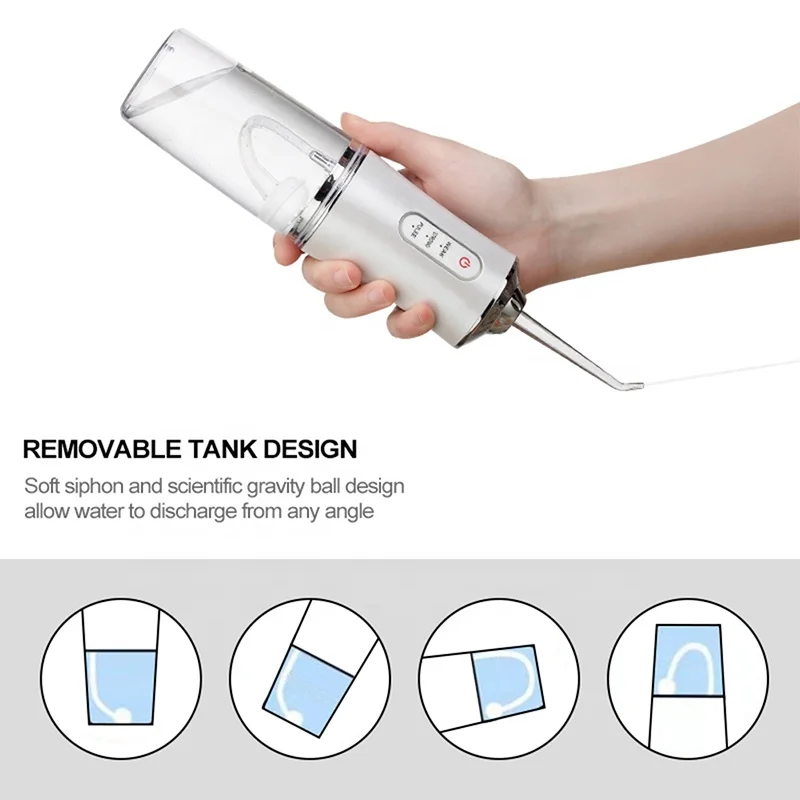 2021 Cordless Dental Electronic Teeth Oral Water Flosser with Big Water Tank USB Rechargeable 3 Mode IPX7 Waterproof