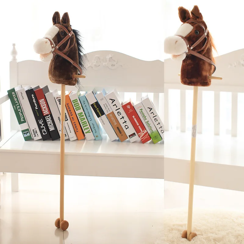 Customized Plush Hobby Horse Stick Toy With Sound and Wheels