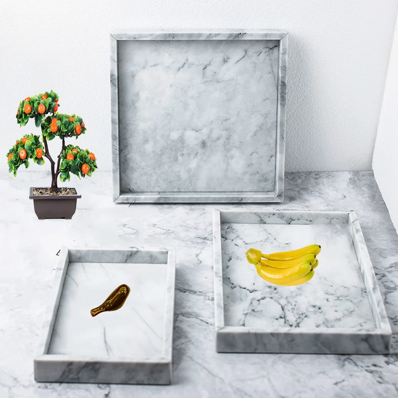 Мраморный поднос в скандинавском стиле, прямоугольные декоративные украшения для ванной и ванной комнаты
