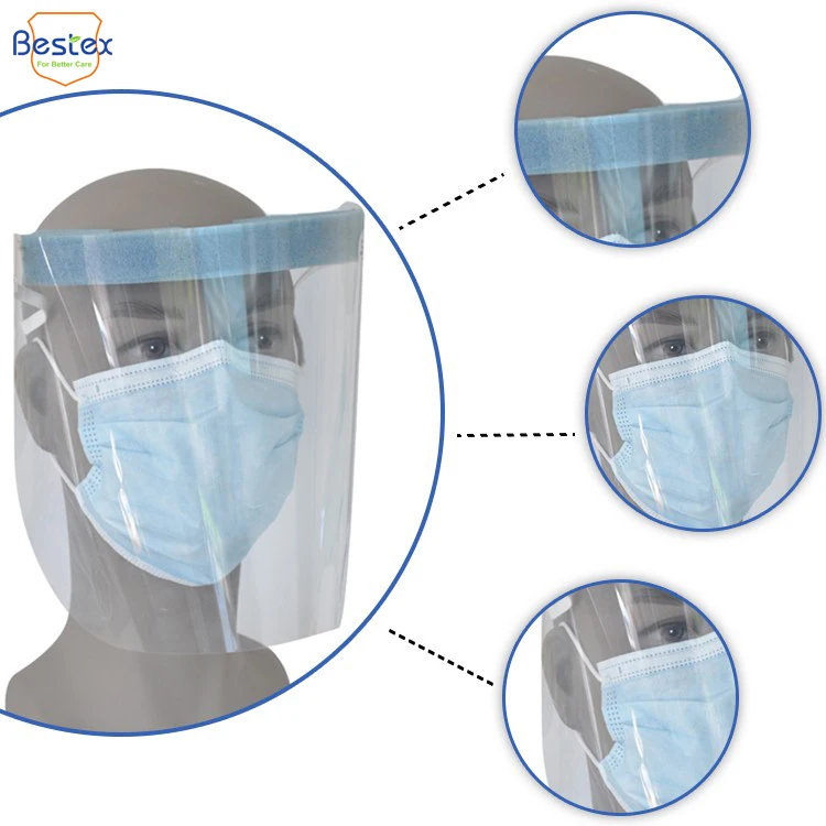 Wholesale Isolation Face Shield Comfortable  Face Shield Adjustable Extra Long Size Face Shield Medical Grade