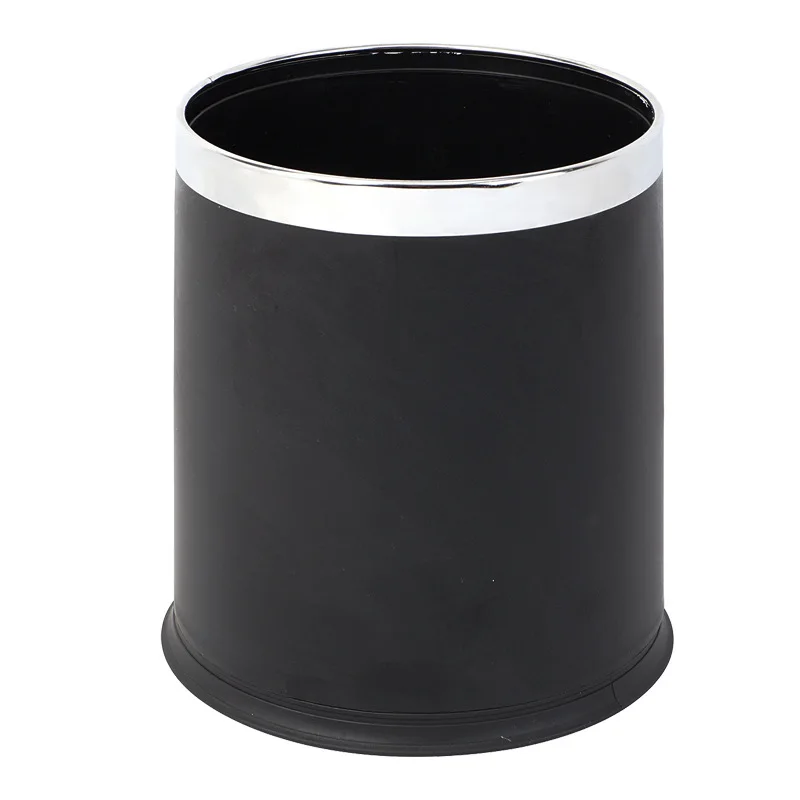 Commercial 10L Black Waste Basket Sanitary Bins Round Stainless Steel Bin Litter Recycling Bin Hotel Room