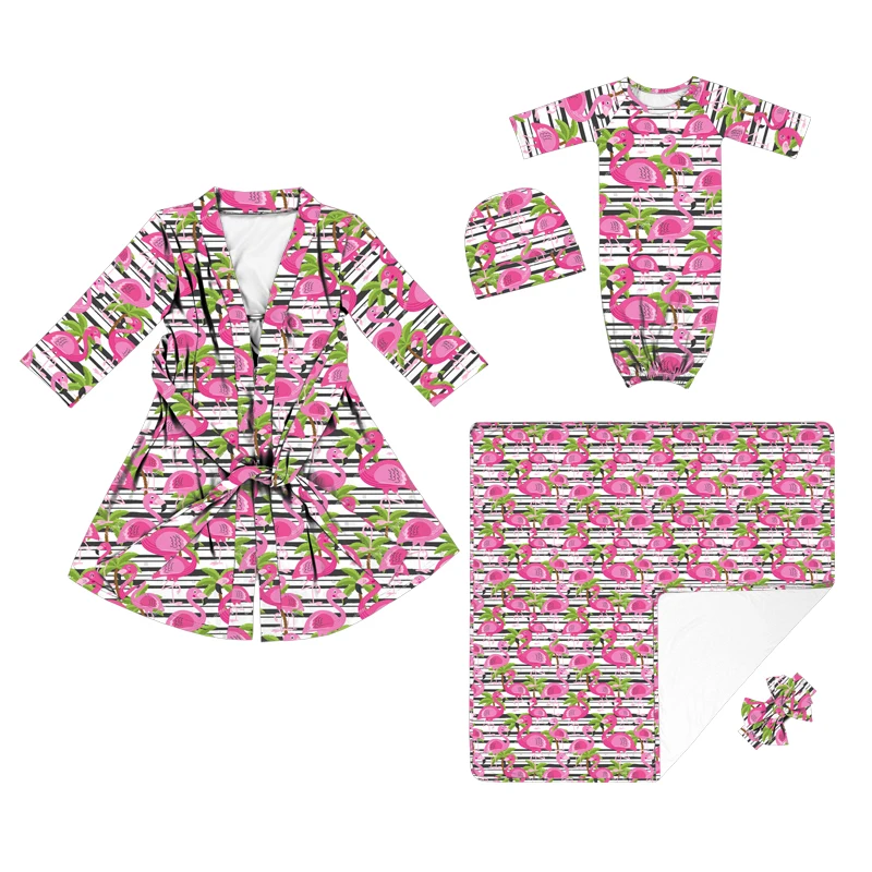 Bamboo Printed Baby Sleeping Bag Adult Night Gown Baby Hat Blanket Sleeping Bag Gift For Pregnant