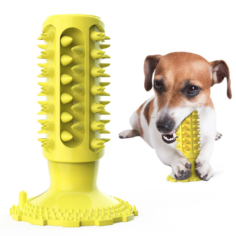 Pet Dental Brush Stick Durable Rubber Dog Chew Toy Suction Cup Toy for Dog