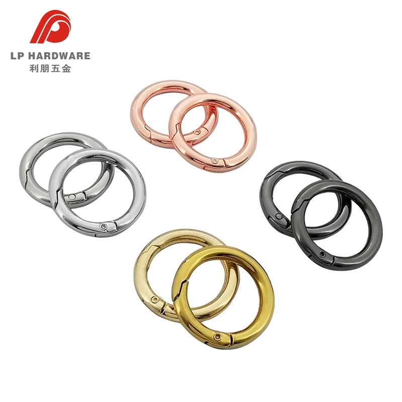Keychain Metal Buckle 25mm Openable Round Carabiner Clip Hook Rose Gold Spring O Rings