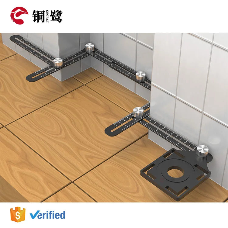 KEGRET High Quality Tile Cutting Hole Locator Angle Adjustable Measuring Tools Six Fold Ruler Angle Measuring