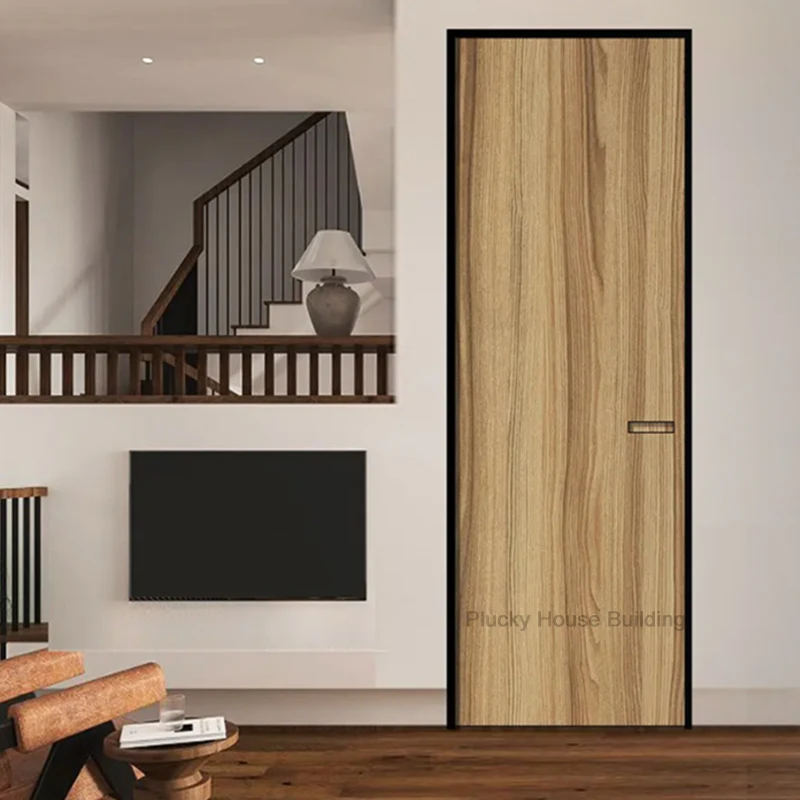 Modern flush design frameless interior wooden door hidden door 