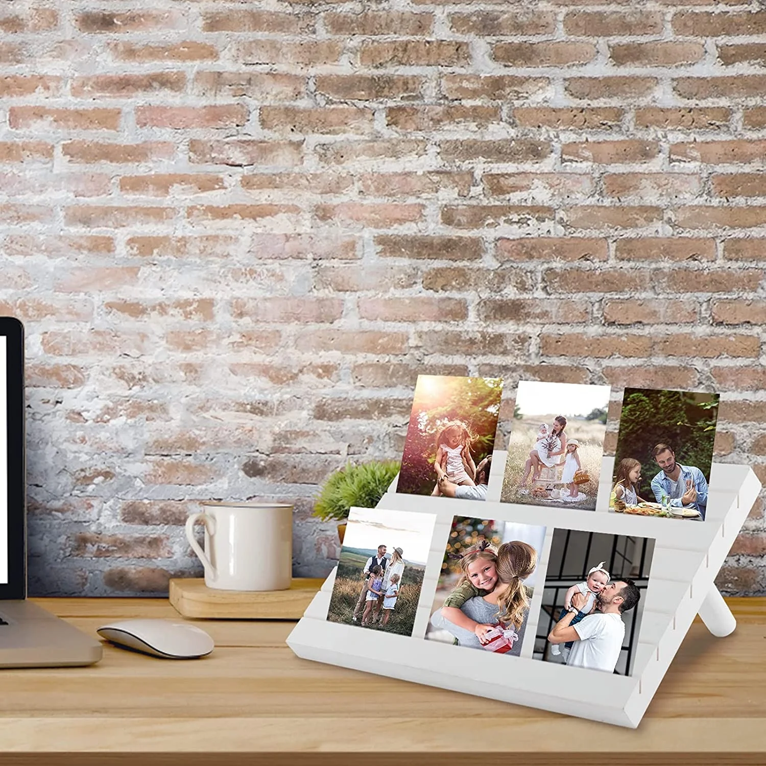 Earring Stand Display Rack - 7 Groove Storage for Jewelry Display Business Card Holder (Wooden White)