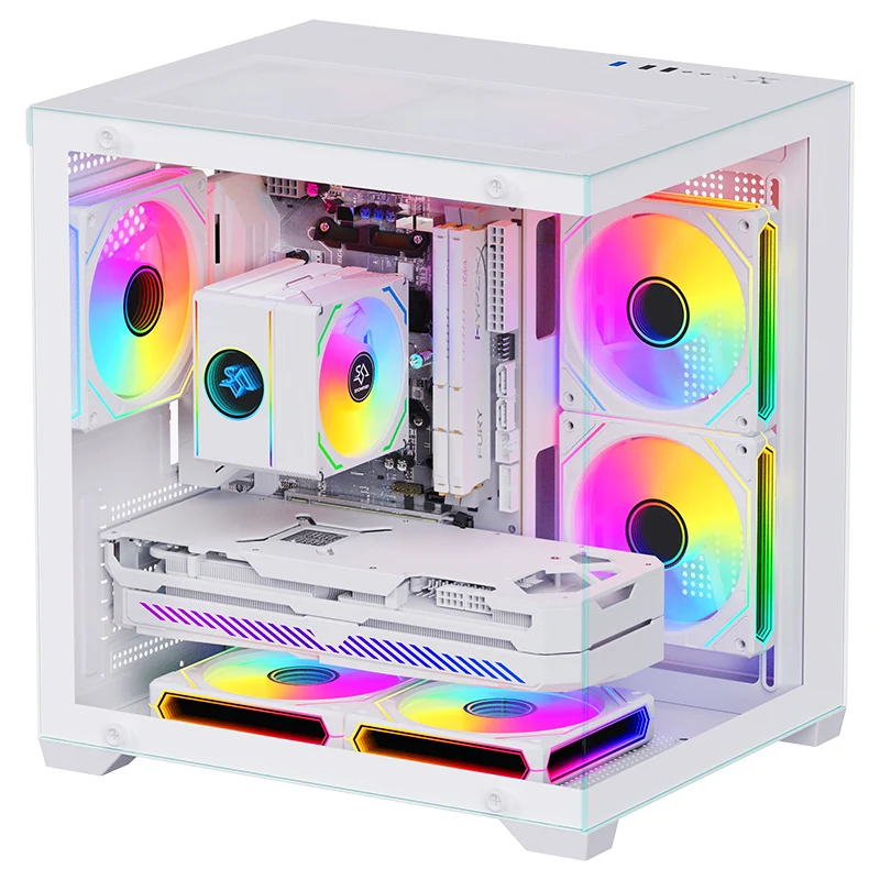 Снеговик Чудесный дизайн компьютерный игровой чехол Mid Tower MATX Mini ITX индивидуальный белый корпус из закаленного стекла для настольного шасси