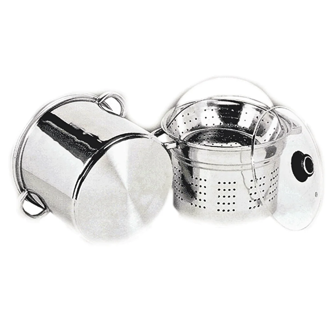 Most Selling 8 Qtz Pasta Steamer with Tubular Handle & Glass Lid 4 Pcs Sets From Indian Manufacturer
