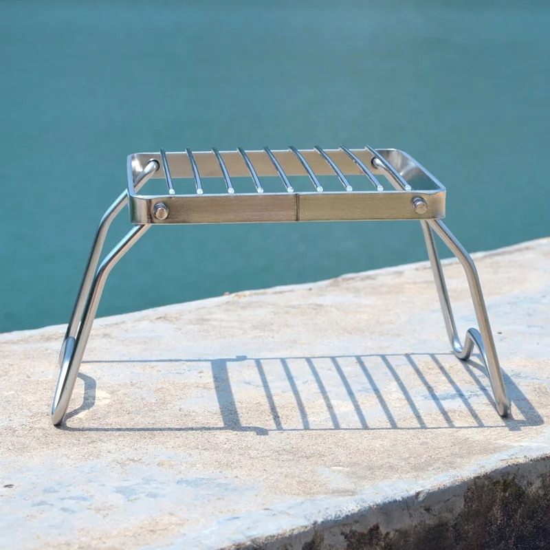 Hiking Picnics Fishing Heavy Duty Portable Stainless Steel Grate Folding Campfire Grill with Legs Carrying Bag