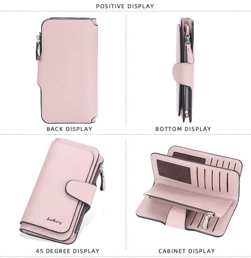 Baellerry 2022 Classic retro Style PU Leather fashion Long Style Wallet For Woman,Lady Vintage Button large capacity purse bag