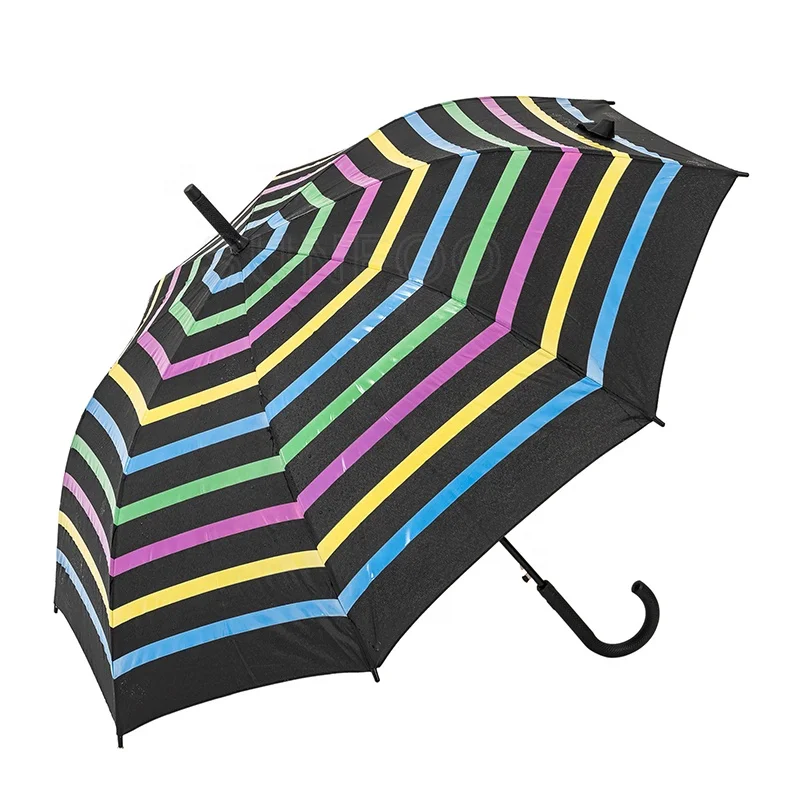 Wholesale Fashion Stripe Pattern Logo Magic Appear When Wet Automatic Custom Color Changing Rain Umbrella
