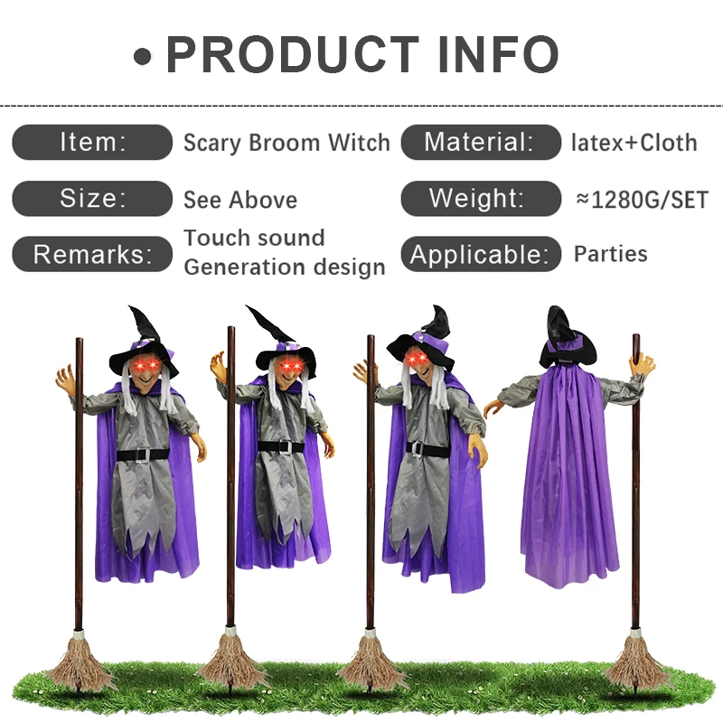 Custom Halloween Carnival Masquerade Costumes Scary Broom Witch Cloak Funny Horror Halloween Christmas Party Costumes