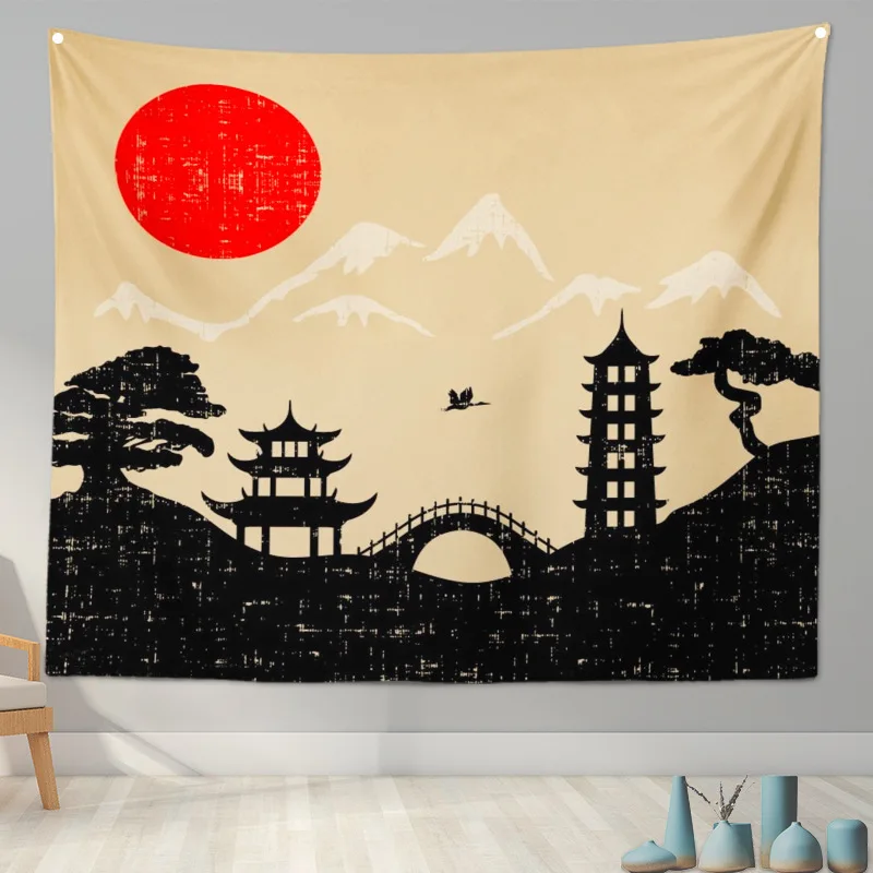 Japanese Hokusai Creative The Great Wave Painting Artistic Tapestry Wall Hanging Home Decor Poster