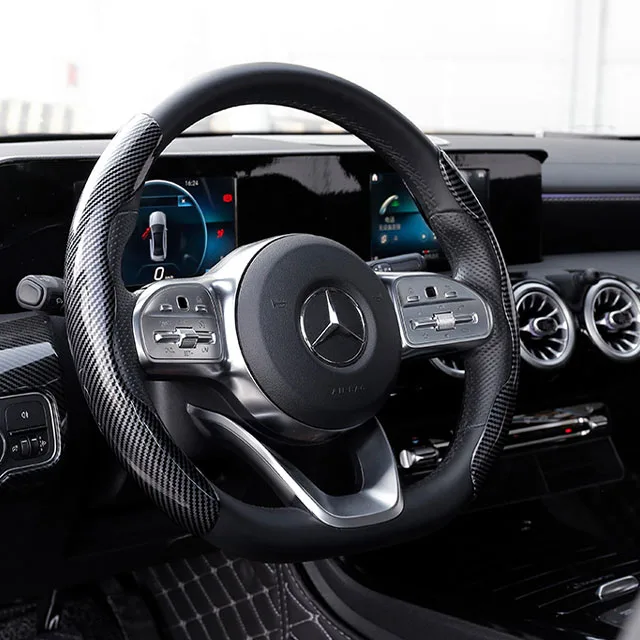 Car interior carbon fiber grain steering wheel cover handle cover