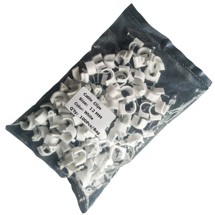 OEM fixed clamp cable management clip white cable holders organizer 12mm
