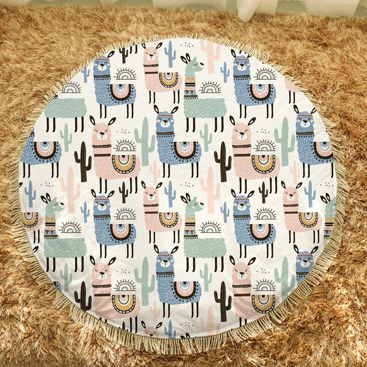 100% Cotton Super Soft Comfortable Safe Crawl Pad Tummy Time Round Infant Reversible Playmat For Children