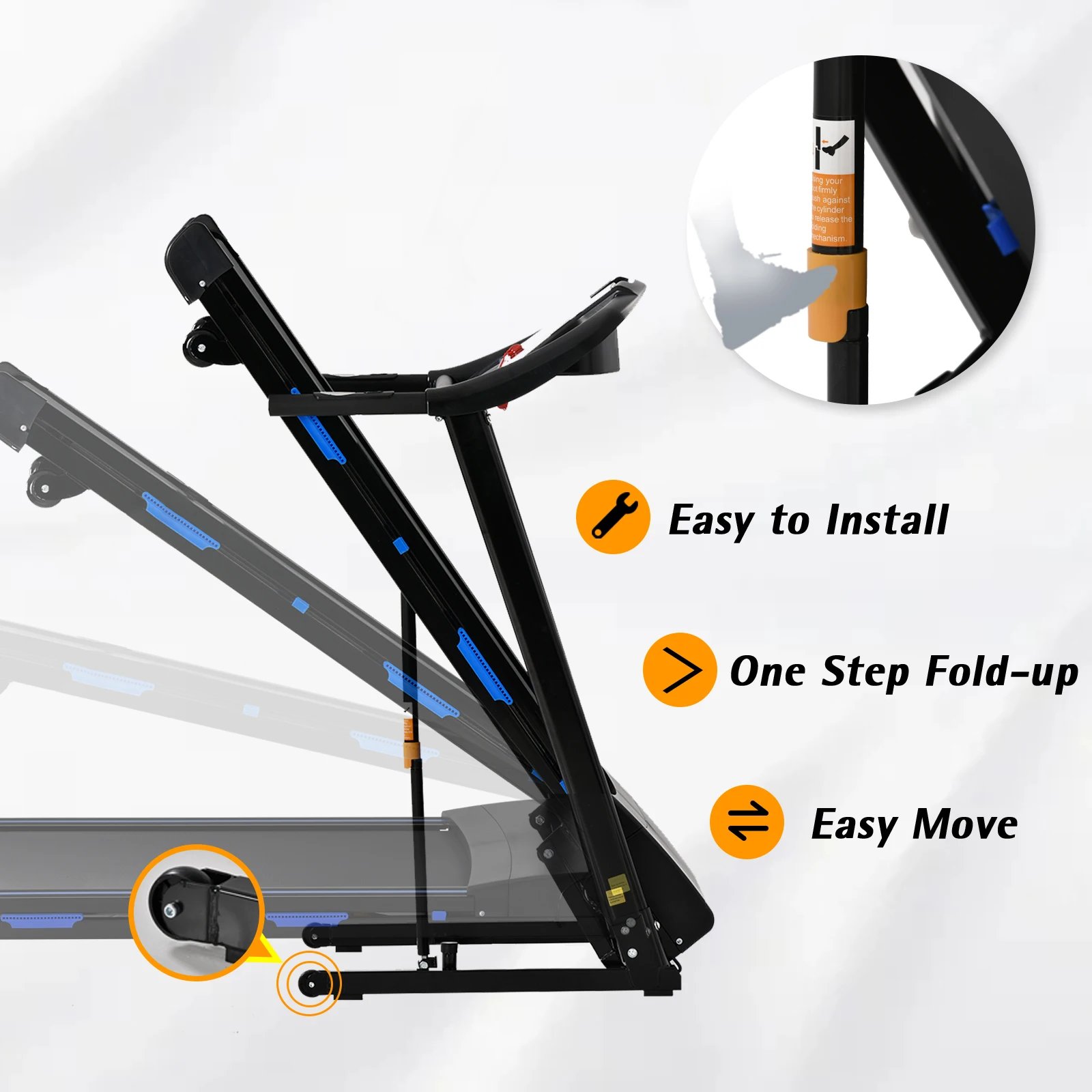 Read to ship KRD-JK8801F 0-15% Motorized incline Folding treadmill for home use stock in USA warehouse