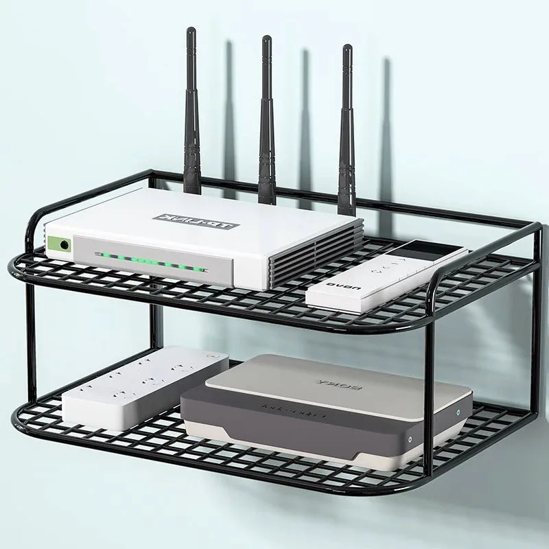 Router Shelf Wall Mount Holder TV Stand WiFi Router Storage Box Modem Cable Box Cover Hider