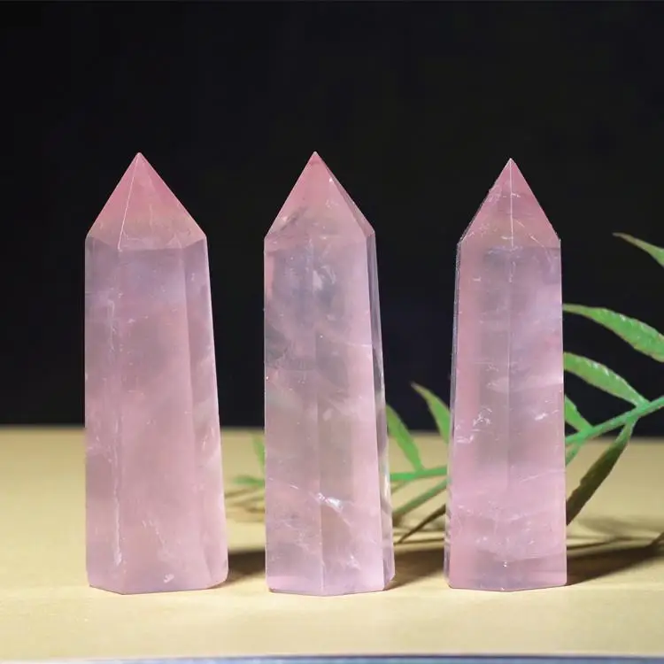 Natural crystal quartz stone hexagon column ornaments amethyst rose quartz aventurine tiger eye hexagon prism point towel crafts