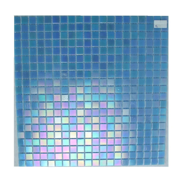 Bathroom Shower Spa Iridescent Tile Mosaic Hot Melt White Blue Color Square Iridescent Glass Swimming Pool Tile Mosaic