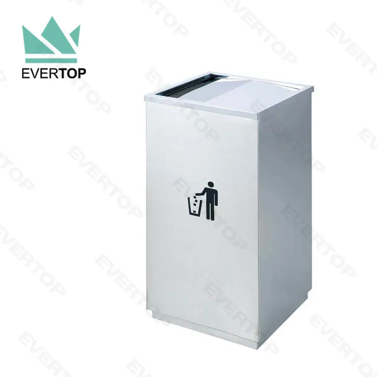 DB-34G Swivel Lid Square Trash Can Bin, Swivel Top Stainless Steel Square Trash Can Swing Turn Top Square Trash Bin Trashcan