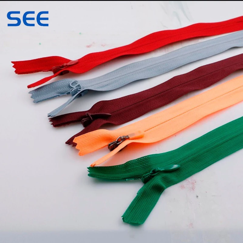 3 # Nylon Close-End Zippers Colorful Invisible Zipper For Clothing