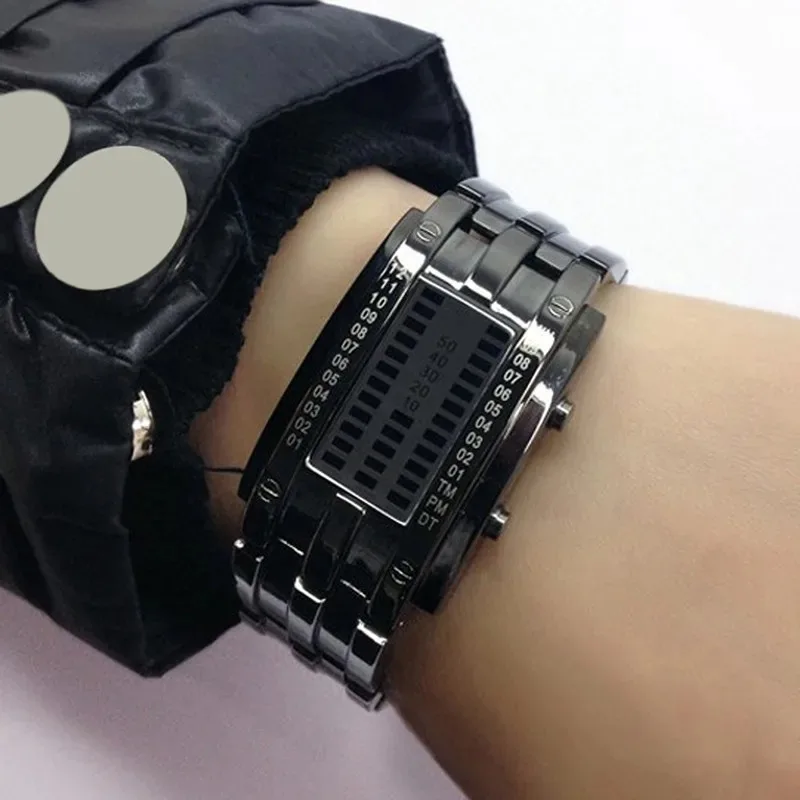 Korean Version Electronic Watch Novelty Two-Line Binary Fashion LED Display Digital Wristwatch For Women Men