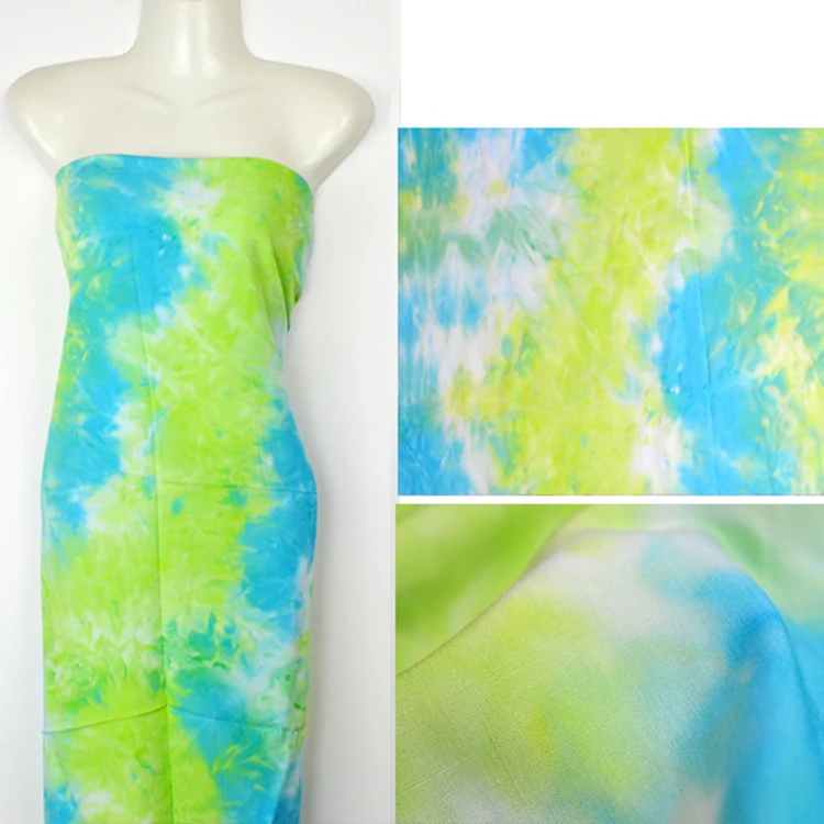 100% Viscose Tie dye Rayon Fabric For Dress Ready To Ship