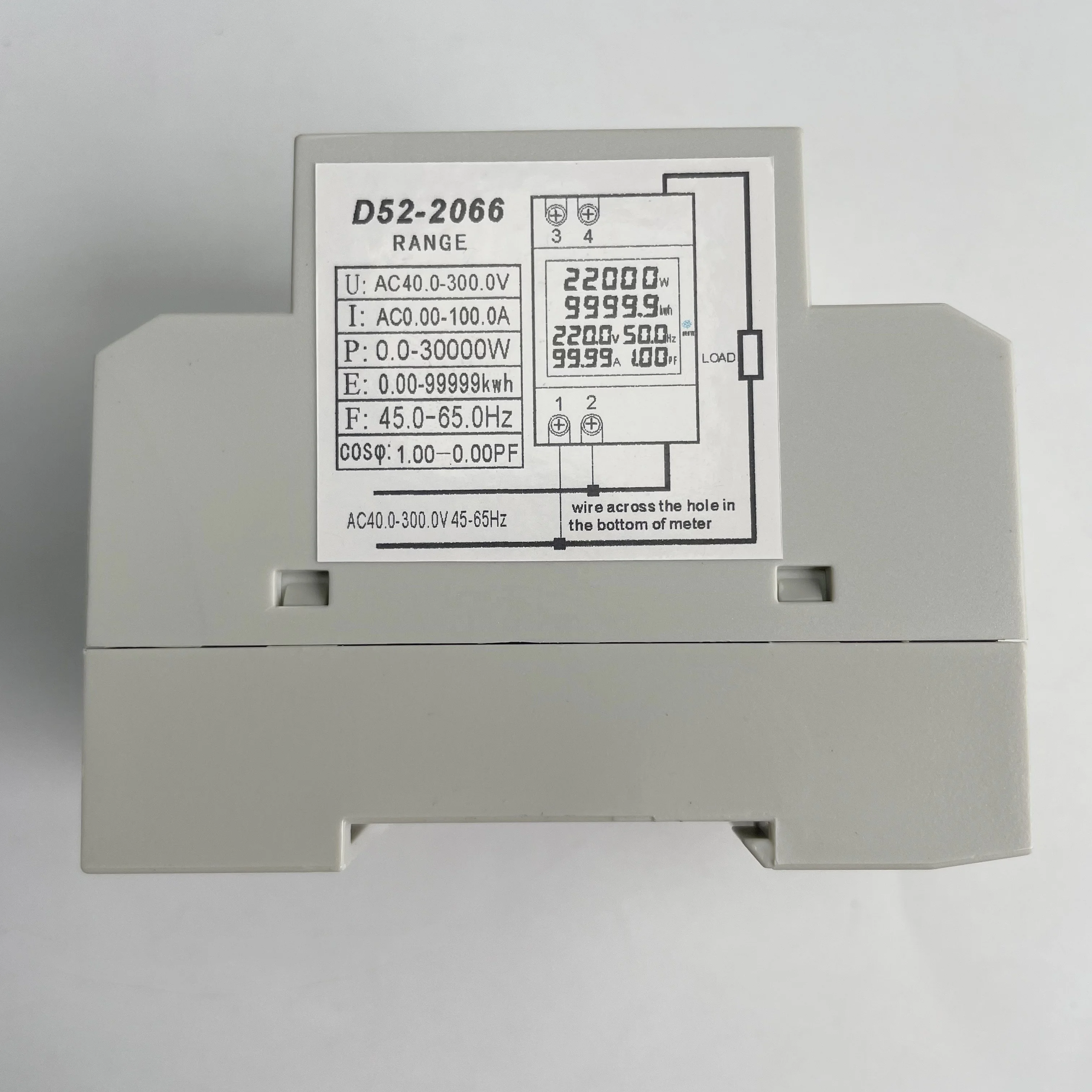 6 IN 1 Display Smart Meter Din Rail AC Monitor Voltage Current Power Factor Active KWH Electric Energy Frequency Meter D52-2066