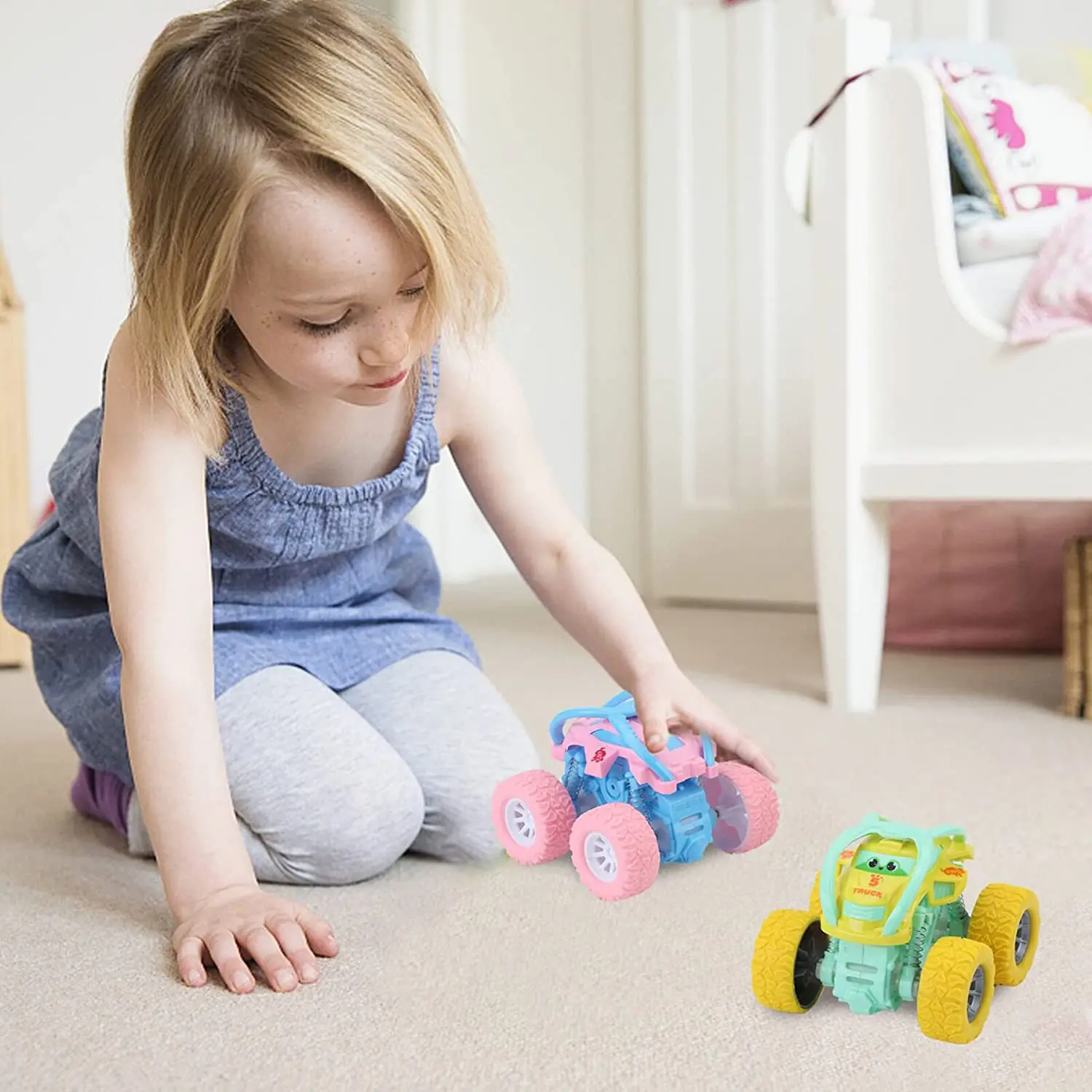 Toy Cars Monster Trucks 2 Pack Car Toys Friction Powered Push And Go Cute Kids Car Friction Toy Vehicle For Boys Girls Toddler