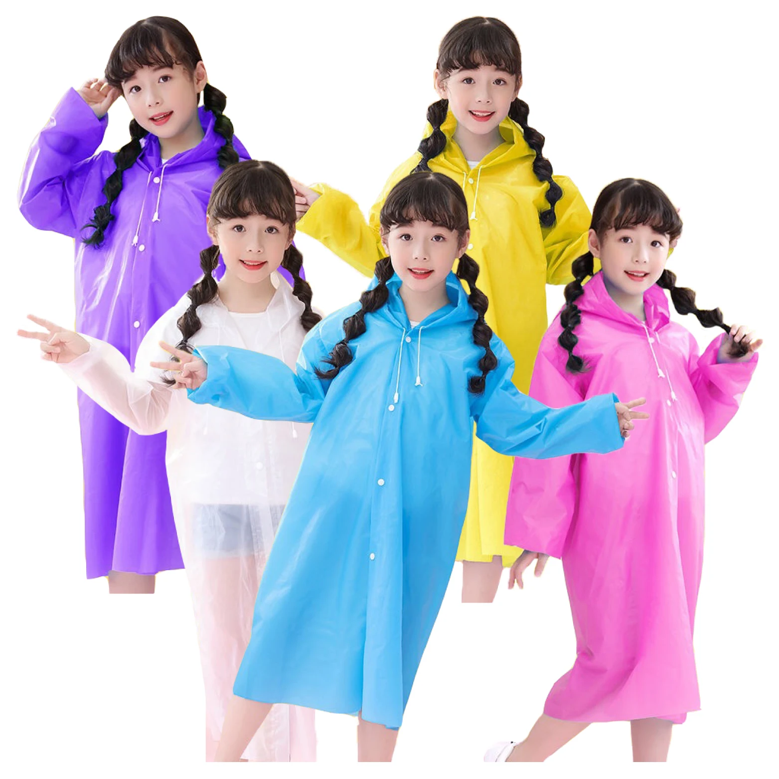 EVA Non- Disposable Waterproof Poncho Rain Coat Fashion Raincoat Hooded Raincoat For Adults Kinds Chidren