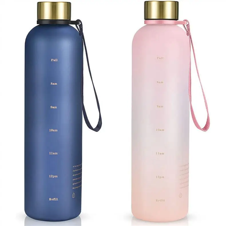 High Quality 1 Liter Leak Proof Frosted Glass Water Bottle For Office Or Gym-BPA Free