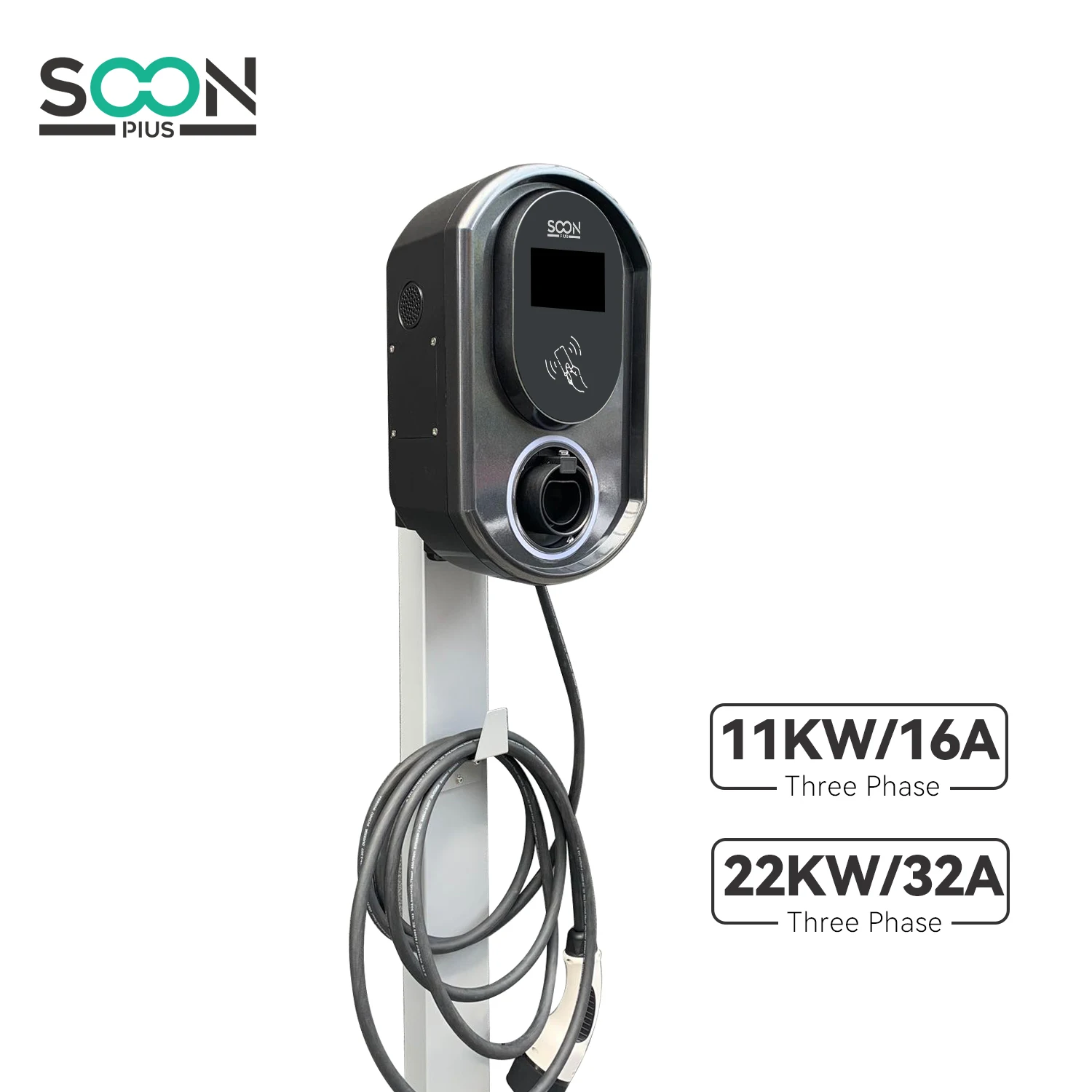 Wallbox двунаправленная 16Apm 3 фазы 11 кВт электрическая Автомобильная электростанция с зарядным штекером типа 2