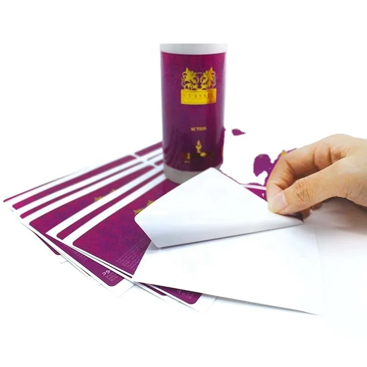 Custom Vinyl glossy coated with gold foil adhesive label set for Cosmetics