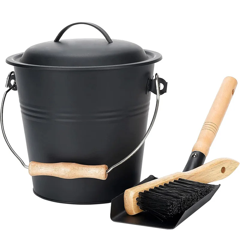 Large Rugged Hot Sell Stainless Steel Fireplace Accessories Powder Coating Storage Container Ash Bucket with Led Light