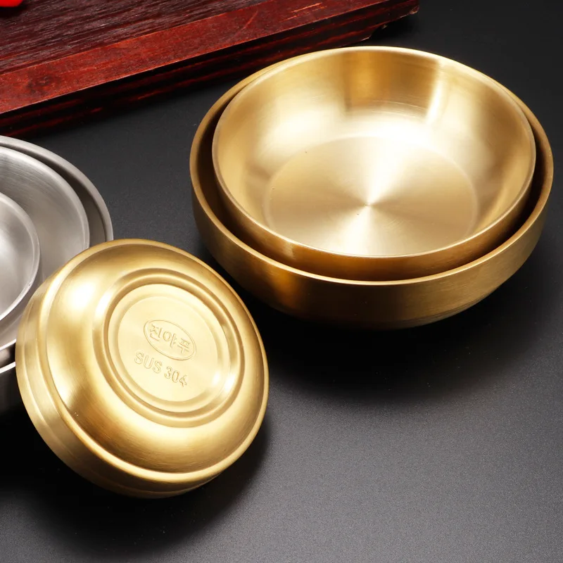 304 Stainless Steel Korean Double-layer Golden Sauce Dipping Cold Dish Sauce Seasoning Rice Bowl