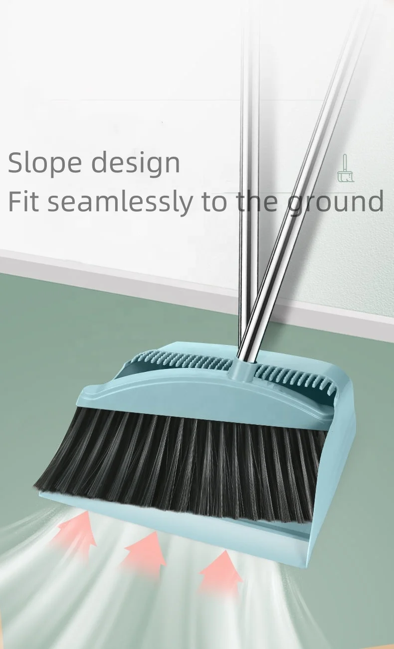 Magnetic Snap Broom Dustpan Set Combination Household Hair Sweeper Plastic Stainless Steel Indoor Clean Plastic Small Dust Pan