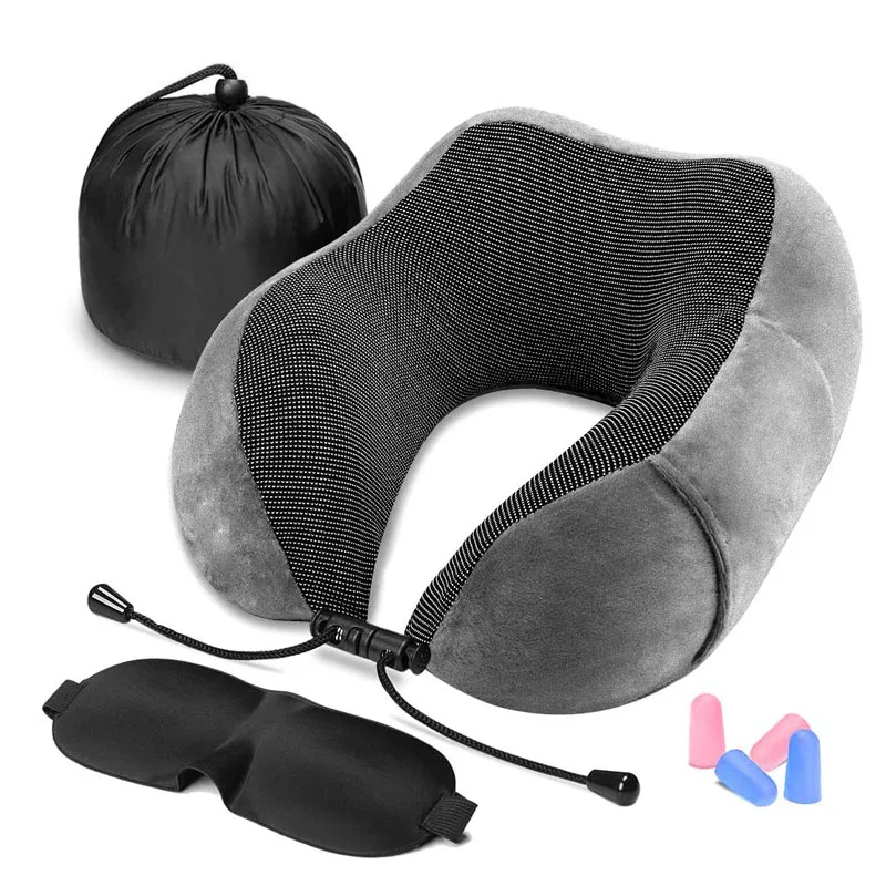 
100% Pure Memory Foam Twist Memory Foam Travel Pillow Compact & Adjustable Neck Support Travel Massage Pillow Airplane 