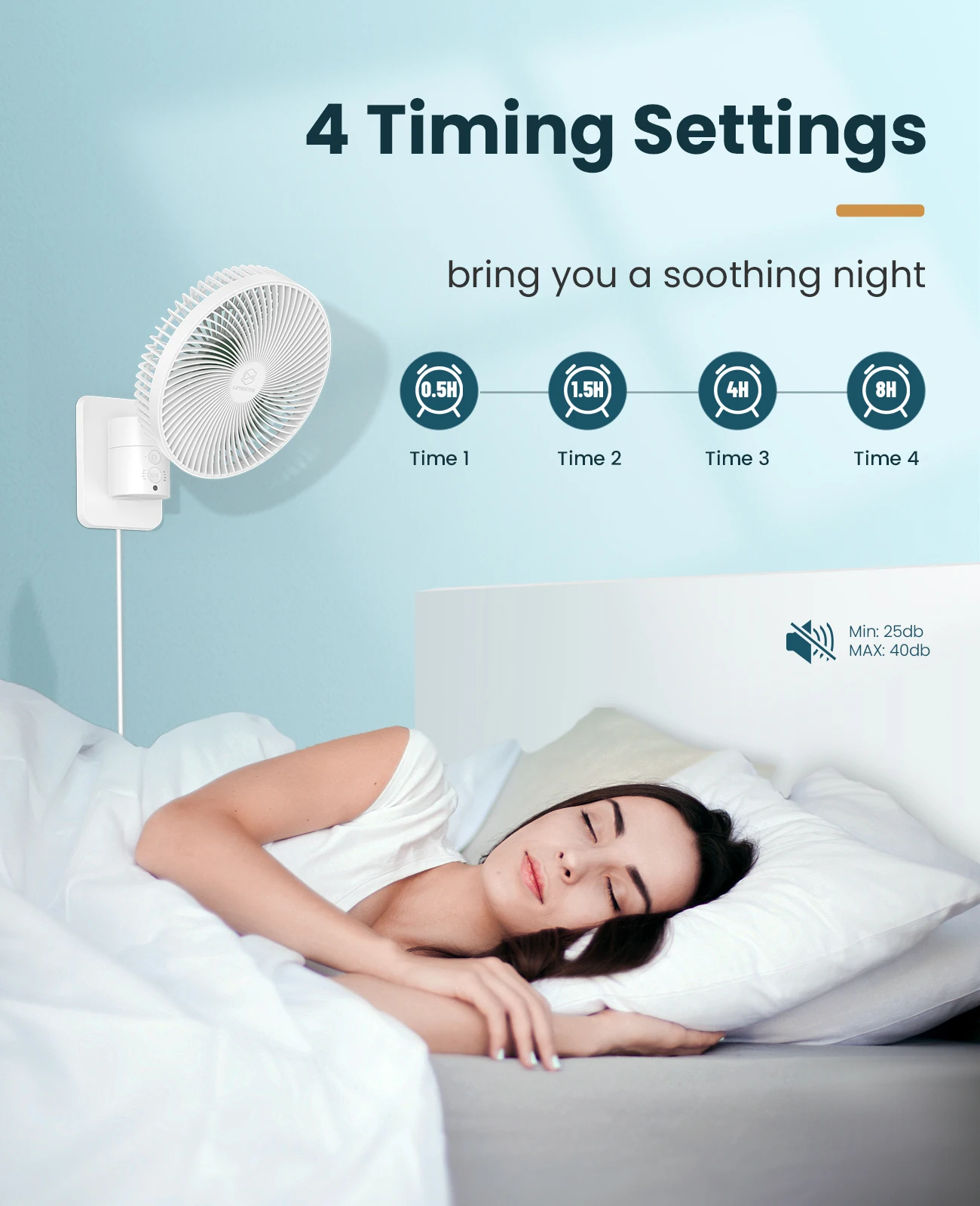 Modern 12V Dc Custom Small Mini Quiet 8Inch Multifunctional Air Cooling Timing Wall Mounted Electric Fans With Remote Controlled