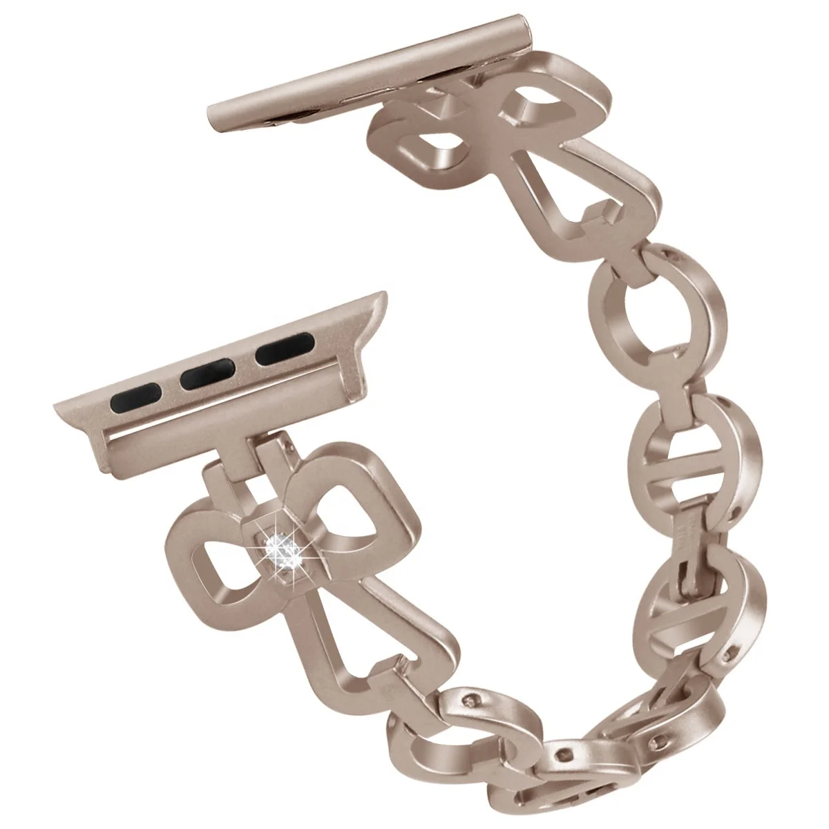 
 Новый дизайн, металлический ремешок для часов, Бабочка, бриллианты, розовый, черный, нержавеющая сталь, Apple Watch Band  