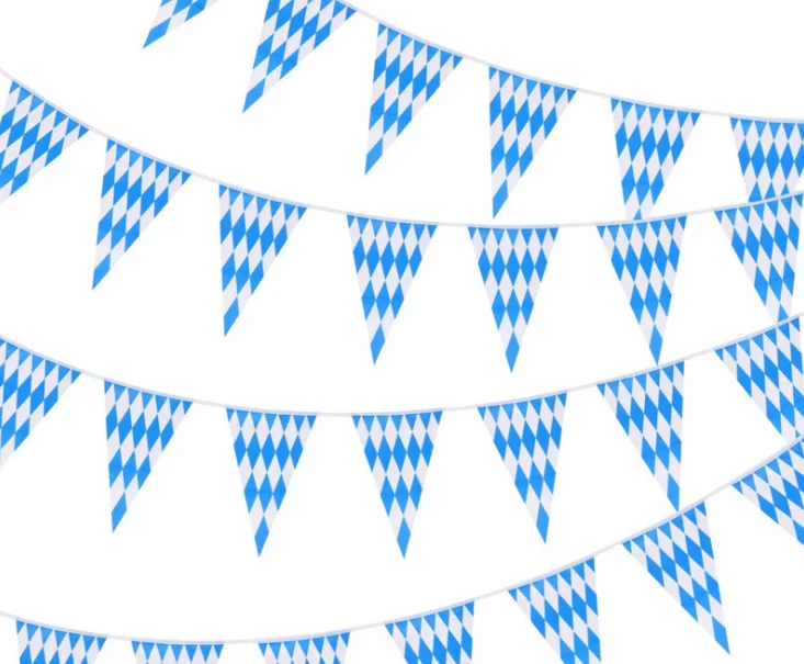 Amazon Germany Munich Oktoberfest decorative pull flag  Bavarian blue and white checkered triangle flag hanging flag