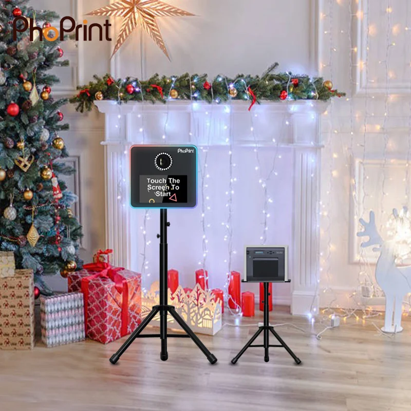 Newest round Led Light sexy china video printing photo booth Portable Multi Media christmas photo booth props