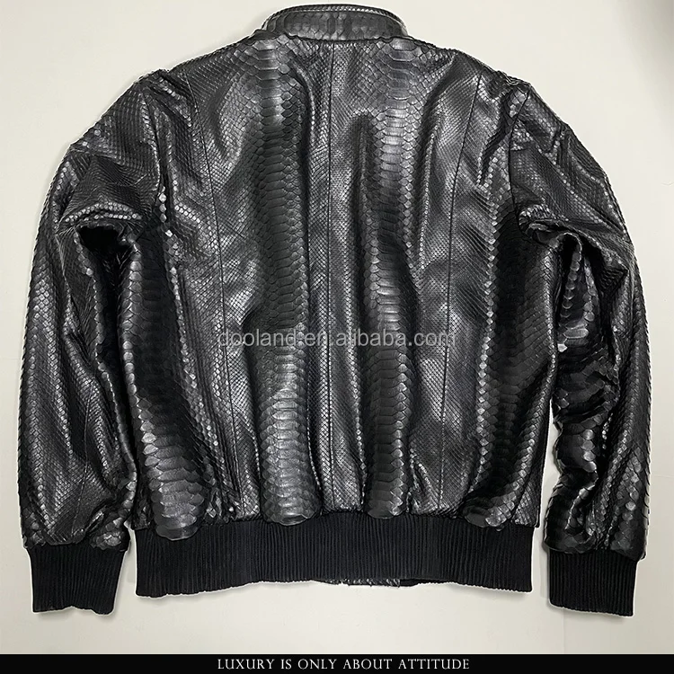 Luxury real python snake skin genuine python leather men bomber jacket, luxury leather jacket men, men bomber leather jacket