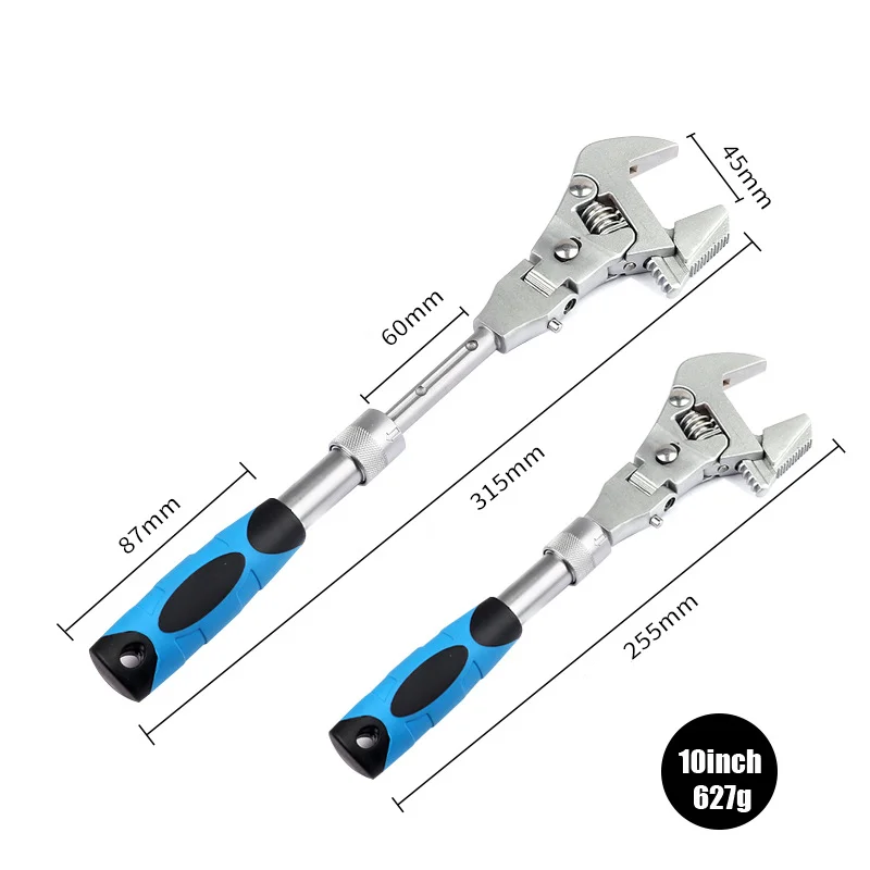 Multi 5 In 1 Adjustable Wrench 10 Inch telescopic wrench Folding Spanner Maintenance Manual Tool for Household