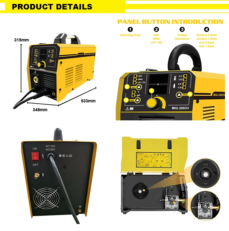 Gasless Gas Mig Mig Mag Mma Lift Tig 4 In 1 Inverter Welding Machine Metal Mig Welding Machine
