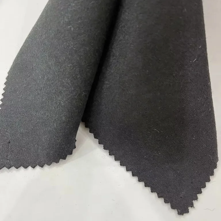 RTS Supplier Plain Double Face Wool Polyester Cotton Knitted Fabrics For Clothing ZY005 black/ZY005-1