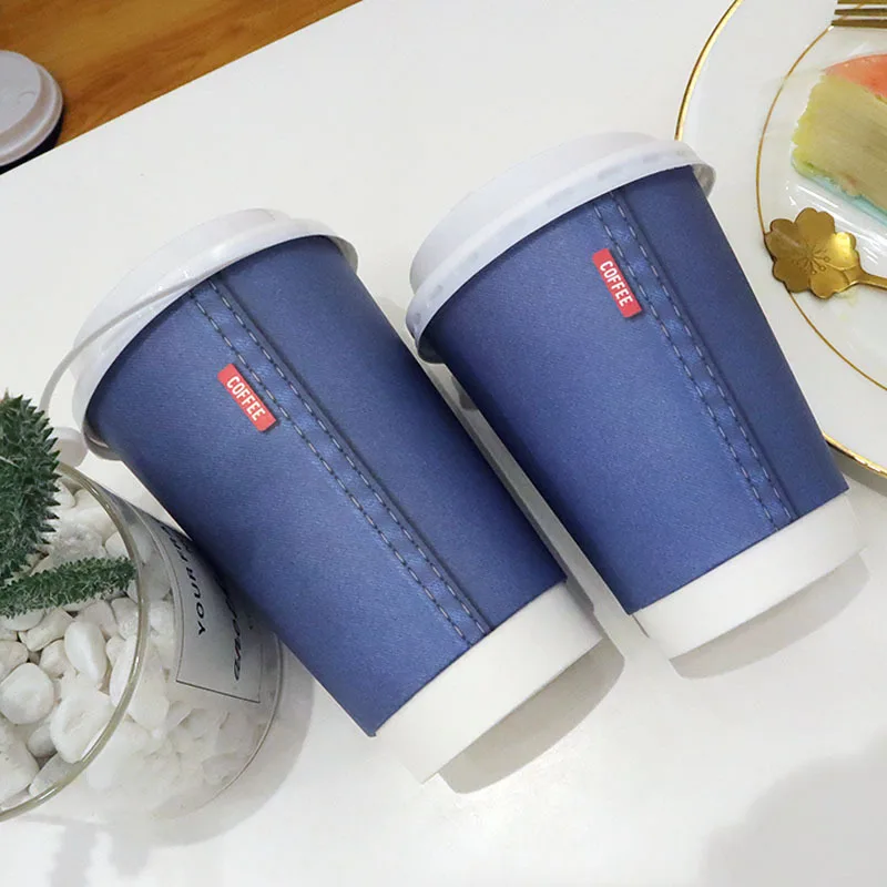 Disposable Kraft Paper Cups Custom Logo Printed Coffee Cup with Vented pp lids